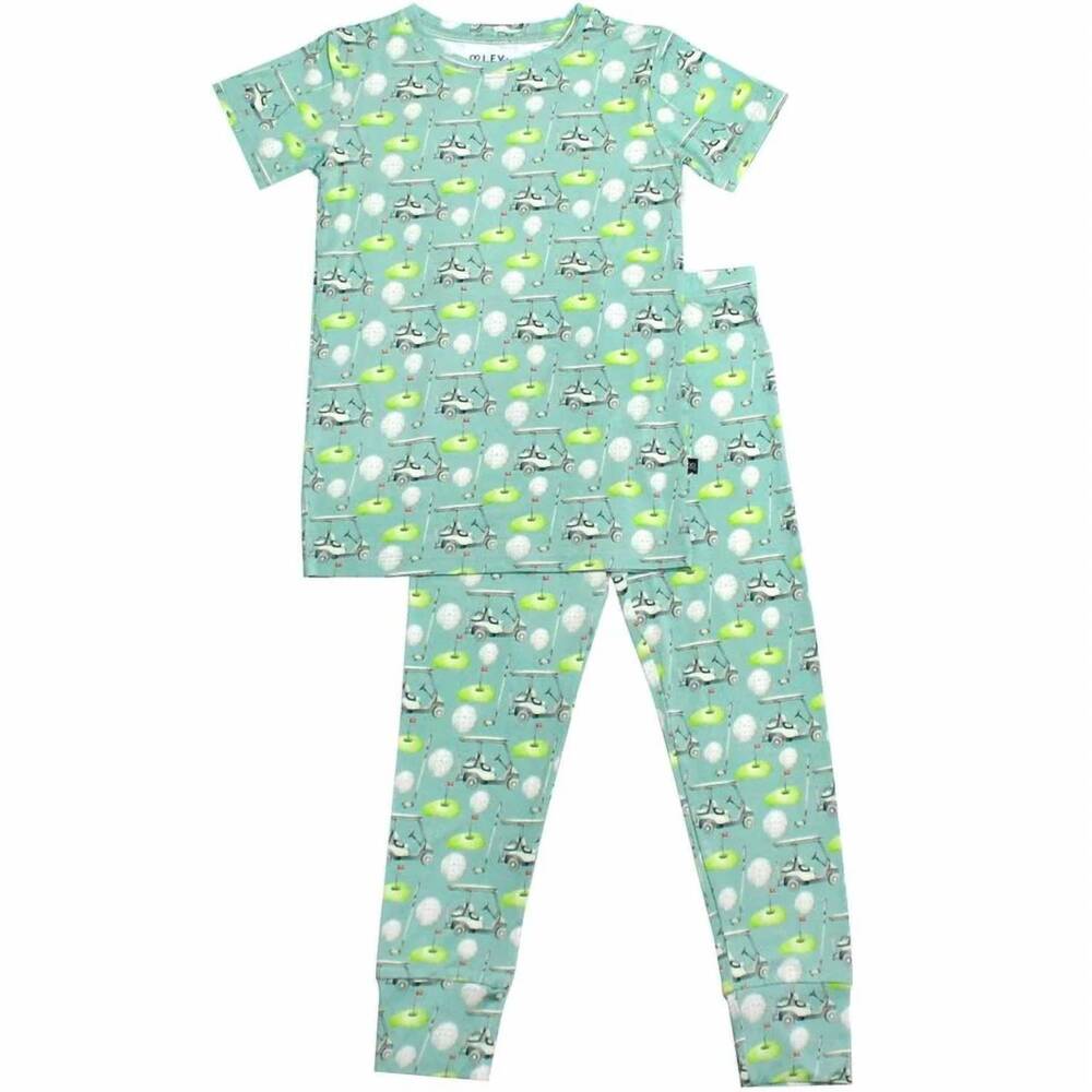 NEW LEV BABY kids' noah golf short sleeve lounge set in green